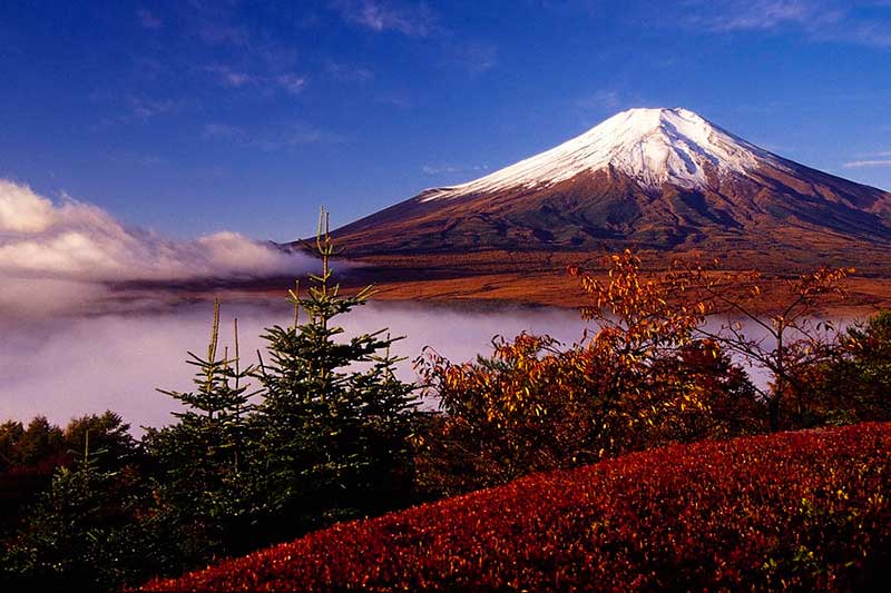 Núi Phú Sĩ khoác trên mình màu áo đỏ